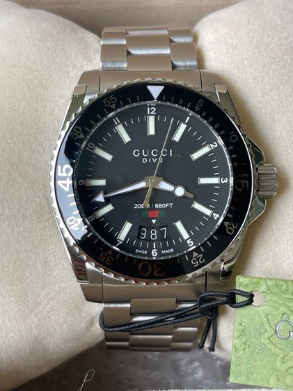GUCCI Dive 40 mm Black Dial Men's Swiss Quartz Watch YA136301 รูปที่ 2