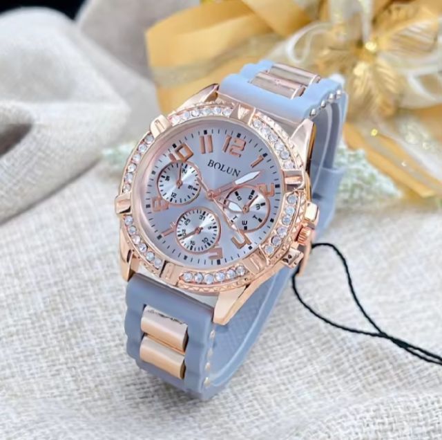 นาฬิกาข้อมือแฟชั่นสำหรับผู้หญิง หน้าปัดกระจกมิเนอรัล ขนาด 34มม. สายซิลิคอน  รูปที่ 5