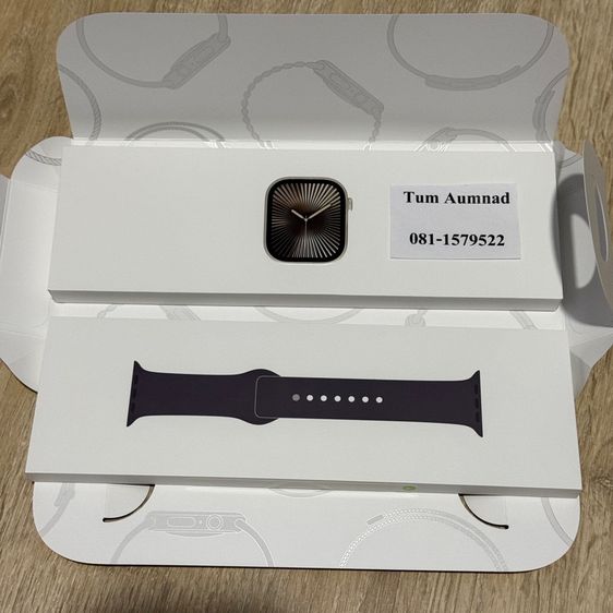 เงิน ไทเทเนียม Apple Watch series 10 gps cellular titanium สี natural สาย sport band 46mm มือ1