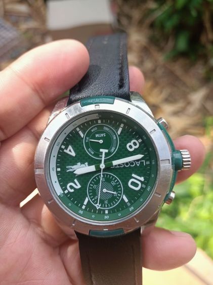 อื่นๆ นาฬิกามือสอง Vintage Lacoste Tonga Green Quartz Stianless Rubber Ref : 2010758 ระบบถ่าน เขียวเหนี่ยวทรัพย์ งานทรงเท่ห์ 53-57มม.มะยมซ้ายมือ