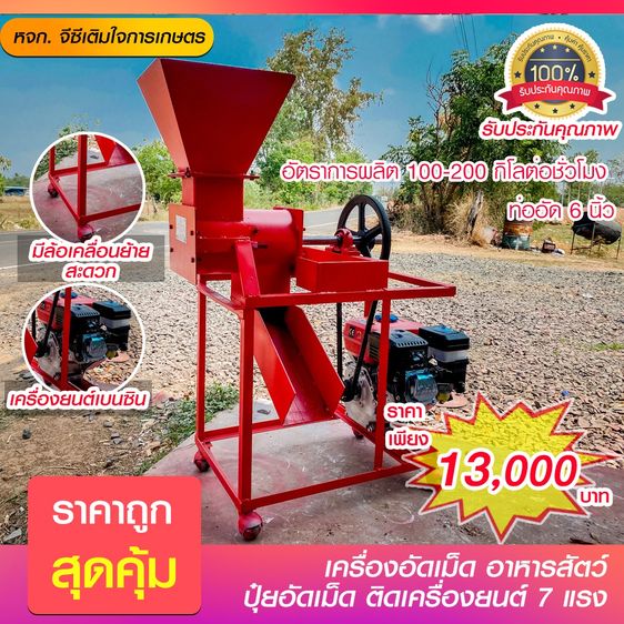 เครื่องอัดเม็ดอาหารสัตว์ เครื่องอัดเม็ดปุ๋ย เบนซิน 7 แรง อัดปุ๋ยได้ กำลังผลิตสูง ส่งทั่วประเทศ