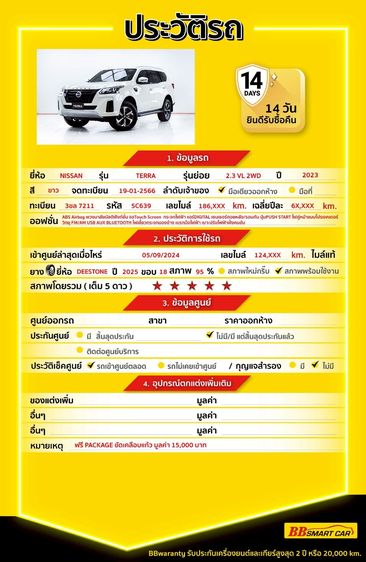 Nissan Terra 2023 2.3 VL Utility-car ดีเซล ไม่ติดแก๊ส เกียร์อัตโนมัติ ขาว รูปที่ 2