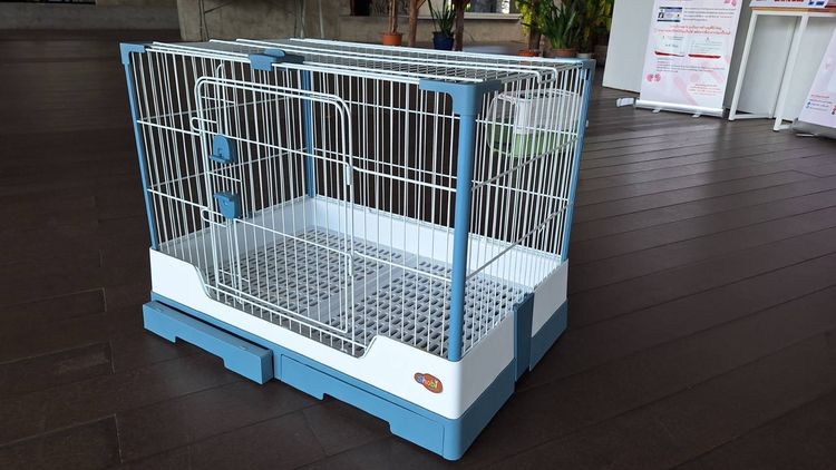 กรงshobi-R81 สีฟ้ากรงกระต่ายดึงถาดได้ มีล้อ  รูปที่ 2