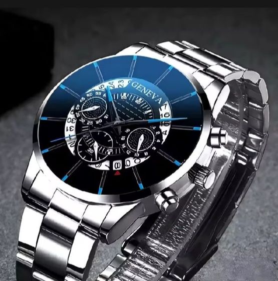 นาฬิกากลไกอัตโนมัติของ DEUKIO นาฬิกาควอตซ์ผู้ชายกันน้ำปฏิทินคู่แบบเรียบง่ายสำหรับธุรกิจ รูปที่ 2