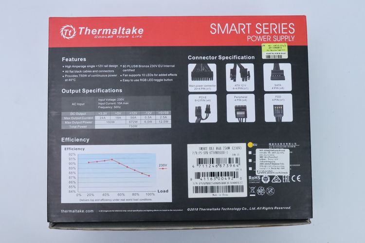 PSU THERMALTAKE SMART BX1 RGB 750W 80 PLUS BRONZE รูปที่ 8