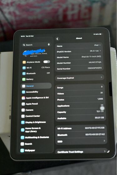 ขาย iPad Air 6 11“ (M2) 128 GB WiFi ลี Space grey สภาพสวย ใช้งานน้อย การใช้งานปกติ รูปที่ 4