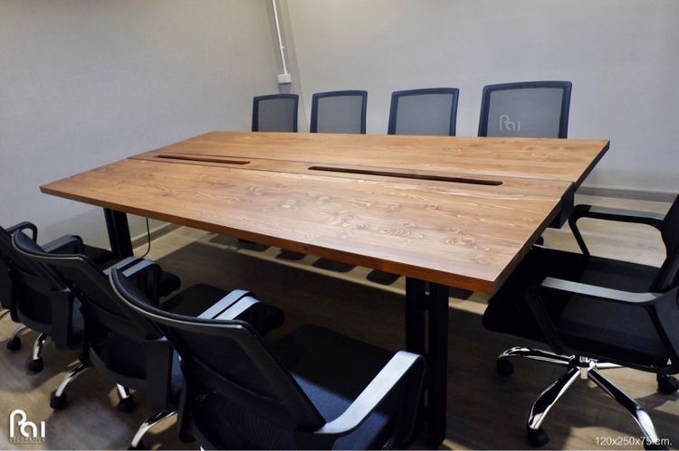 โต๊ะประชุม โต๊ะทำงานแบบ Co-Working ไม้จริง สไตล์โมเดิร์น  รูปที่ 2