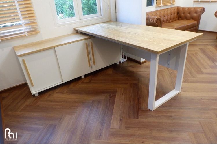 โต๊ะทำงาน โต๊ะเขียนหนังสือ ไม้จริง มีดีไซน์ ราคาโรงงาน สั่งทำใหม่ได้เลย รูปที่ 2