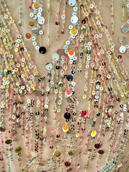 Sequin shortsleeve dress man made embroidery mesh in lined pearly circular neck รูปที่ 9