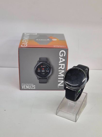 ยาง ดำ Garmin Venu 2S Smartwatch GPS AMOLED จอสี ฟีเจอร์สุขภาพครบ ใช้งานปกติ