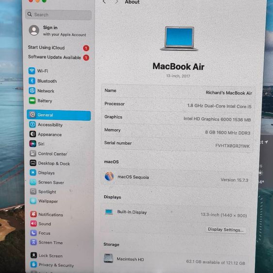 MacBook Air 13-inch 2017 i5 1.8GHz RAM 8GB SSD 128GB เครื่องบางเบา ใช้งานปกติ รูปที่ 11