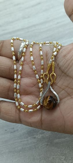 สร้อยคอพร้อมจี้หินไทเกอร์อายไม่ลอกไม่ดำใส่อาบน้ำได้ รูปที่ 3