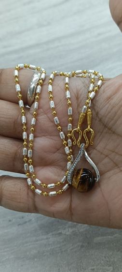 สร้อยคอพร้อมจี้หินไทเกอร์อายไม่ลอกไม่ดำใส่อาบน้ำได้ รูปที่ 11