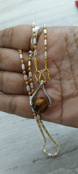 สร้อยคอพร้อมจี้หินไทเกอร์อายไม่ลอกไม่ดำใส่อาบน้ำได้ รูปที่ 18