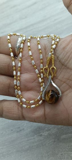 สร้อยคอพร้อมจี้หินไทเกอร์อายไม่ลอกไม่ดำใส่อาบน้ำได้ รูปที่ 13