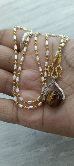 สร้อยคอพร้อมจี้หินไทเกอร์อายไม่ลอกไม่ดำใส่อาบน้ำได้ รูปที่ 14