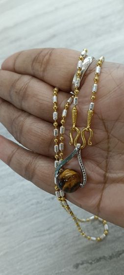 สร้อยคอพร้อมจี้หินไทเกอร์อายไม่ลอกไม่ดำใส่อาบน้ำได้ รูปที่ 4