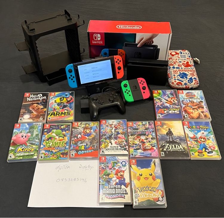 เครื่องเกมส์นินเทนโด Nintendo Switch เชื่อมต่อไร้สายไม่ได้ nintendo swtich v.1 พร้อมเกมส์ ขายยกชุด