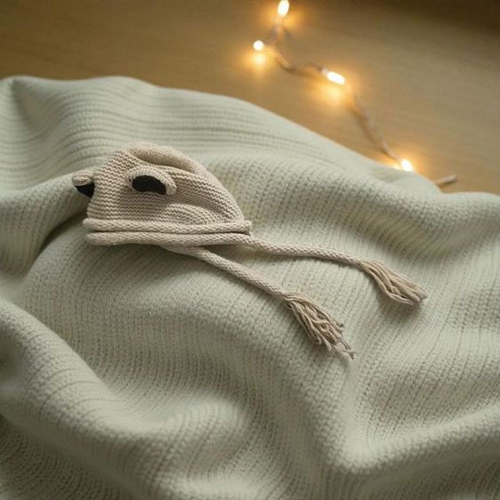 หมวกBunnyถัก สีเบจ