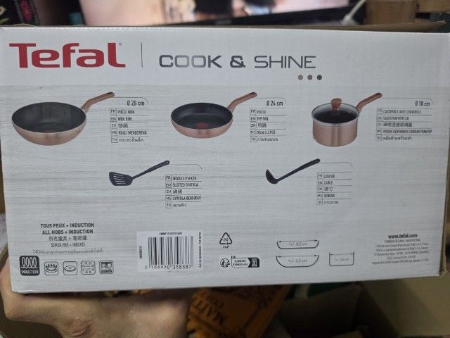 TEFAL ชดกะทะหม้อพร้อมฝา 6 ชิ้น สี Pink-Rose Gold รุ่น COOK and SHINE รุ่น G808S695 รูปที่ 2