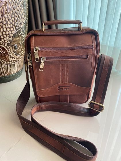 ชาย น้ำตาล หนังแท้ กระเป๋าสะพายหนังวัวแท้ทั้งใบสวยมาก