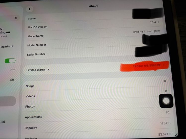 คุ้มคุ้ม iPad Air M3 WiFi 128GB ใหม่มาก ประกัน สค 26 ใส่เคสตลอด เหมือนใหม่ กล่องครบ เจ้าของขายเอง รูปที่ 3