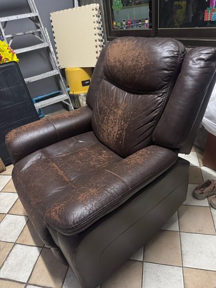 น้ำตาล หนัง 1 ที่นั่ง โซฟาปรับเอน