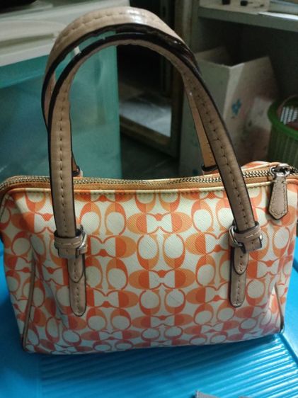 หญิง ส้ม หนัง PU ส่งต่อCoach Newyork กระเป๋าถือสไตล์วินเทจ โดดเด่นไม่เหมือนใคร 