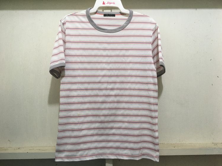 เสื้อทีเชิ้ต เสื้อยืด แบรนด์ UNIQLO สีลายริ้วขาวส้มน้ำเงิน