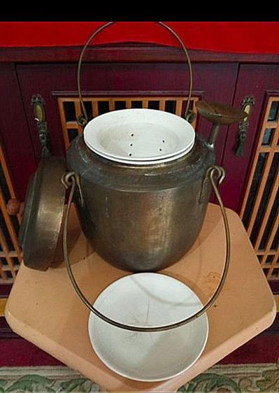 หม้อต้มสมุนไพรเก่าโบราณอายุเป็นร้อยปีสภาพเยี่ยมครบชุด รูปที่ 8