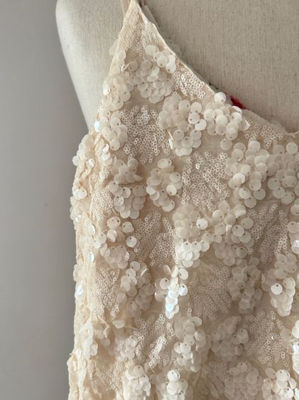 สายเดี่ยวปักเลื่อม Top Sling Double Layers Sequin In Beige รูปที่ 6
