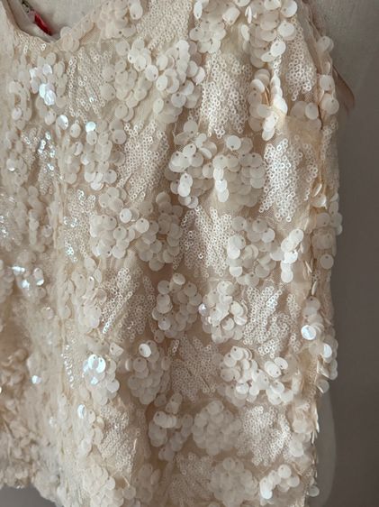สายเดี่ยวปักเลื่อม Top Sling Double Layers Sequin In Beige รูปที่ 7