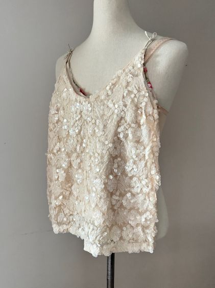 สายเดี่ยวปักเลื่อม Top Sling Double Layers Sequin In Beige
