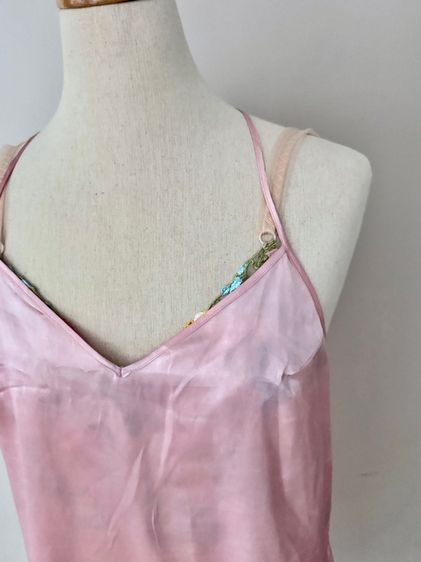 เดรสสายเดี่ยวคอวีสีชมพูผ้าซาติน One Size รูปที่ 15