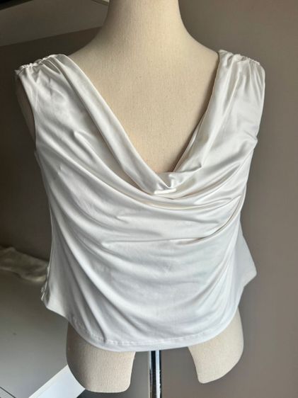 ไม่มีแขน ขาว เสื้อเชิ้ตและเสื้อผู้หญิง อื่นๆ HM Satin Crop Top Tank White XL with tag