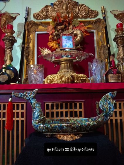 เรือหงส์กระเบื้องเคลือบเบญจรงค์ขนาดใหญ่เก่าโบราณสภาพเยี่ยม รูปที่ 5