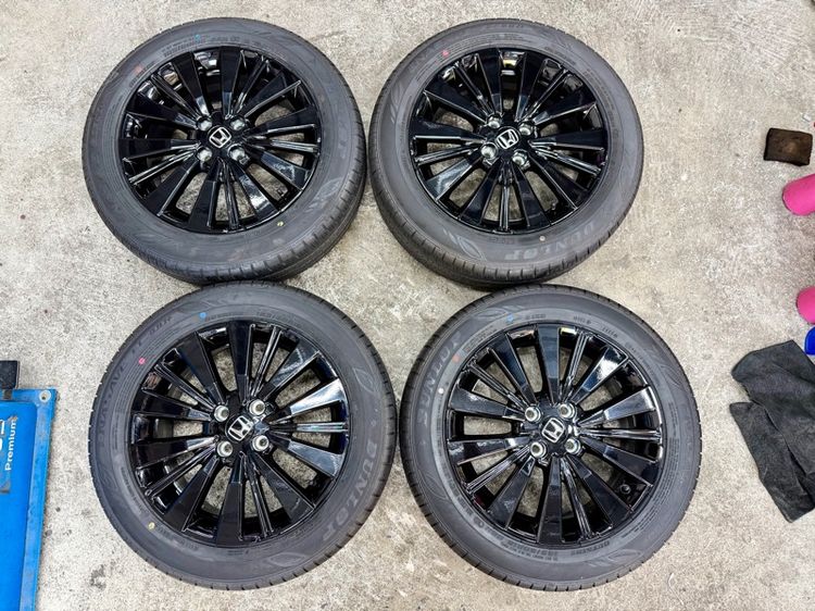 ล้อแม็ก HONDA CITY EHEV RS ขอบ 16” ถอดป้ายแดง ยาง DUNLOP 185-60R16 ปี 25 สีเส้นตุ่มหน้ายางยังอยู่ครบ รูปที่ 4