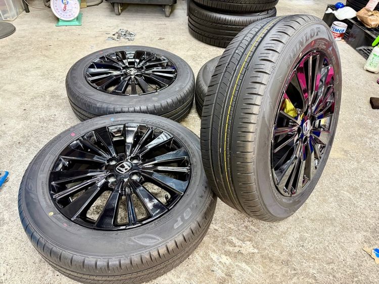 ล้อแม็ก HONDA CITY EHEV RS ขอบ 16” ถอดป้ายแดง ยาง DUNLOP 185-60R16 ปี 25 สีเส้นตุ่มหน้ายางยังอยู่ครบ รูปที่ 2