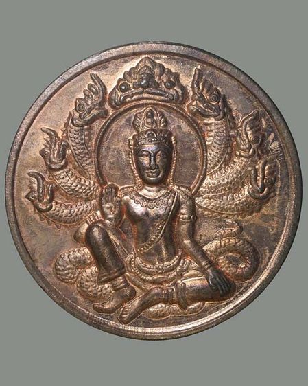 เหรียญพระเทวราชโพธิสัตว์จตุคามรามเทพหลังหนุมาน รุ่นจักรพรรดิมหาราช 2550 เนื้อทองแดง ขนาด 5.5 CM.