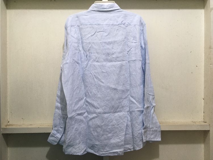 เสื้อเชิ้ต ผ้าลินิน  แบรนด์ UNIQLO สีฟ้าพาสเทล รูปที่ 2