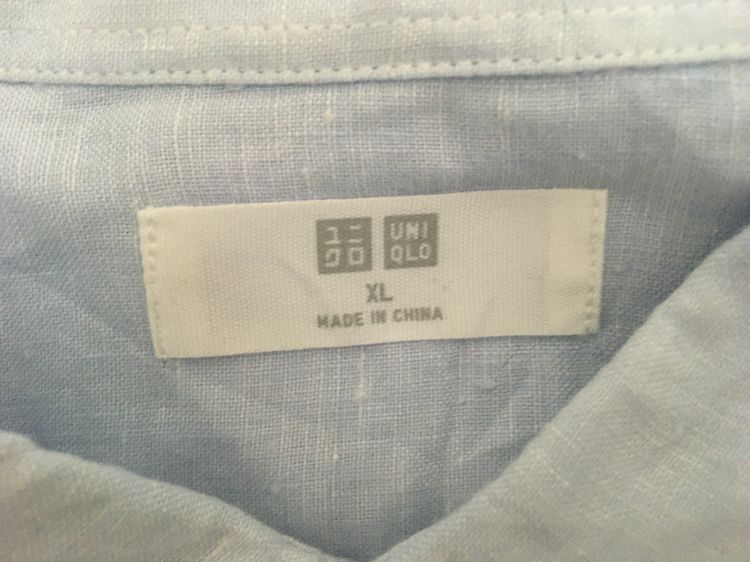 เสื้อเชิ้ต ผ้าลินิน  แบรนด์ UNIQLO สีฟ้าพาสเทล รูปที่ 7