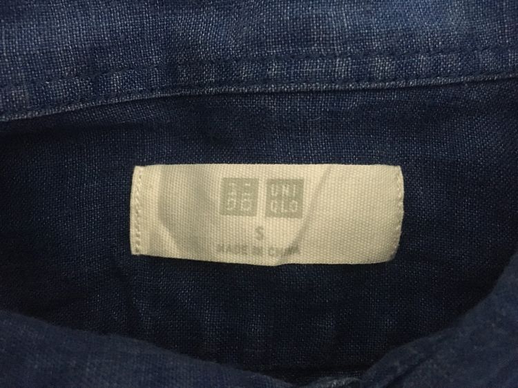 เสื้อเชิ้ต ผ้าลินิน  แบรนด์ UNIQLO สีน้ำเงินเข้ม รูปที่ 7