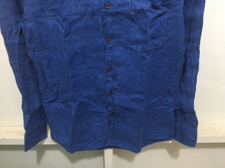 เสื้อเชิ้ต ผ้าลินิน  แบรนด์ UNIQLO สีน้ำเงินเข้ม รูปที่ 4