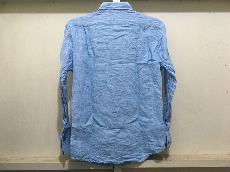 เสื้อเชิ้ต ผ้าลินิน  แบรนด์ UNIQLO สีฟ้า รูปที่ 2