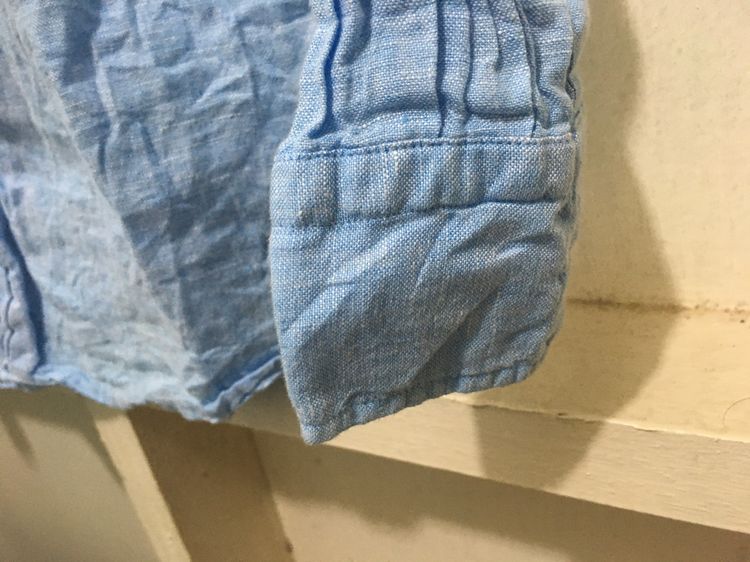 เสื้อเชิ้ต ผ้าลินิน  แบรนด์ UNIQLO สีฟ้า รูปที่ 6