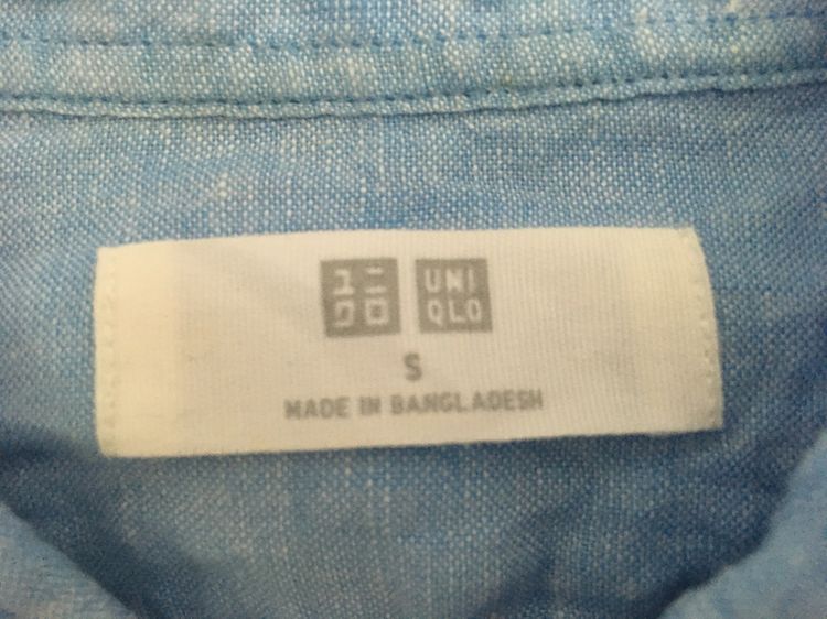 เสื้อเชิ้ต ผ้าลินิน  แบรนด์ UNIQLO สีฟ้า รูปที่ 7