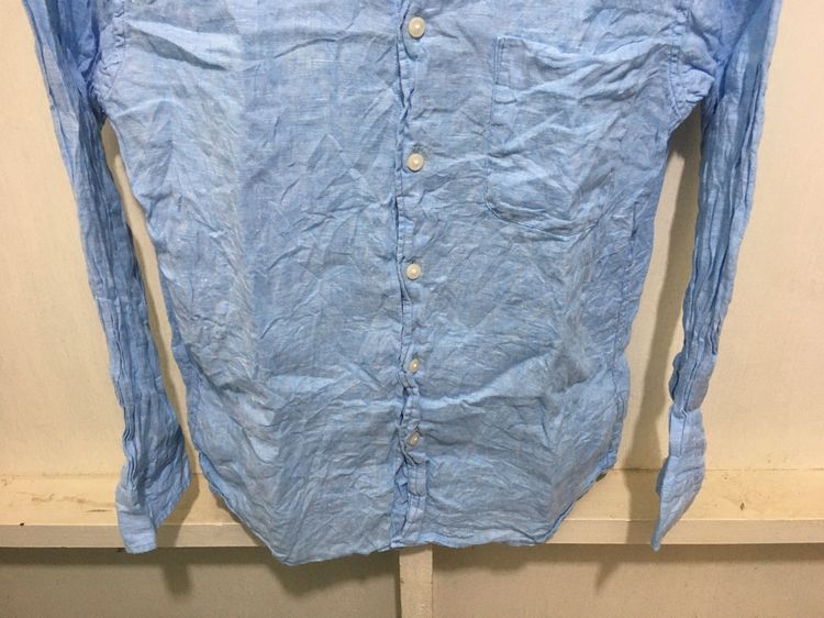 เสื้อเชิ้ต ผ้าลินิน  แบรนด์ UNIQLO สีฟ้า รูปที่ 4
