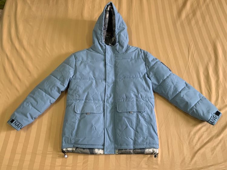 ฟ้า XL แขนยาว เสื้อแจ็คเก็ต | เสื้อคลุม เสื้อกันหนาวขนเป็ด