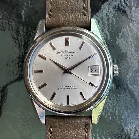 เงิน ขายนาฬิกาวินเทจ Seiko Champion Calendar 860 (Ref. 7622-8981) ไขลาน หน้าปัดขาวซันเบิร์ส ฝาหลังม้าน้ำ ปี 1965