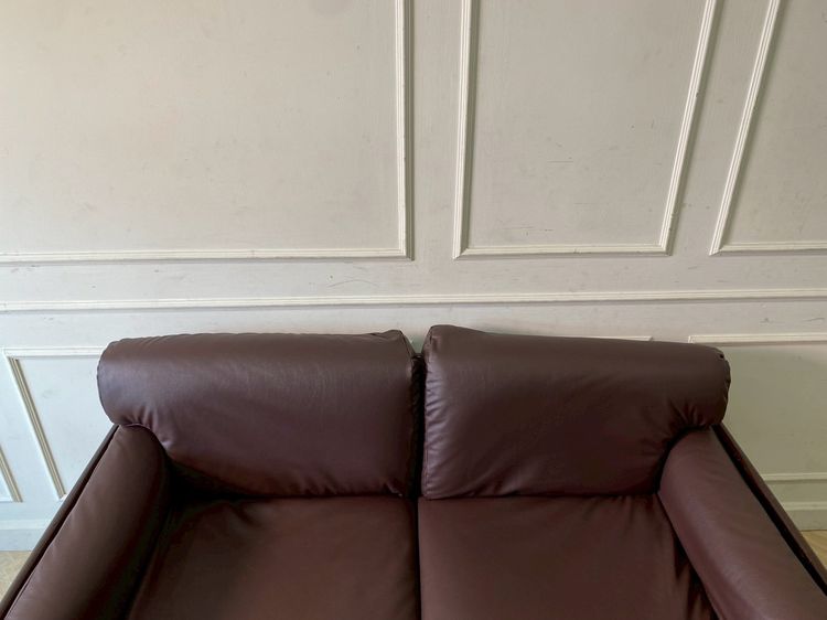 ชุดโซฟา 3+2+1 โครงไม้หวาย เบาะหนัง สีน้ำตาลเข้ม รูปที่ 6